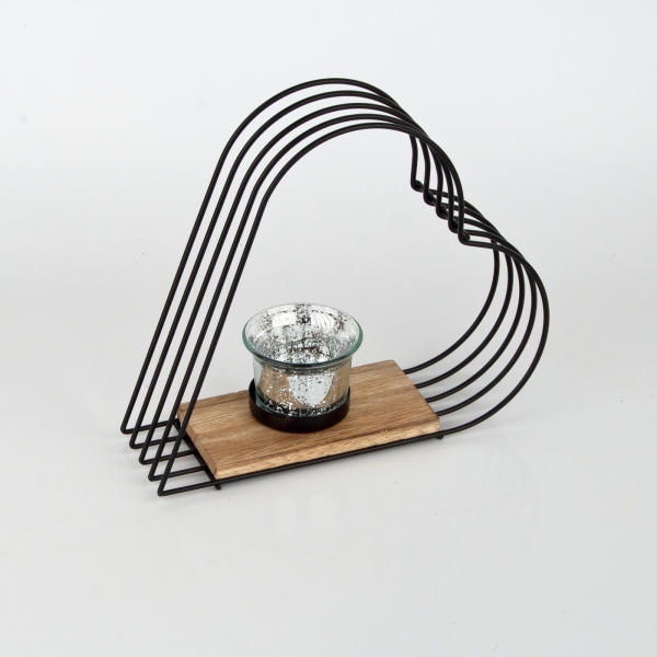 Kovový svietnik srdce 21x18x10cm