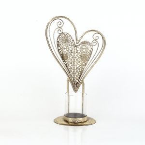 Kovový svícen srdce 24cm