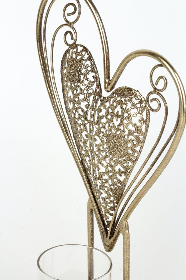 Kovový svícen srdce 24cm