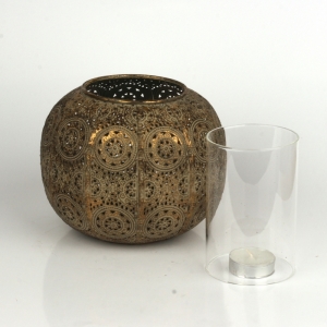 Kovový svietnik zlatá guľa 17cm