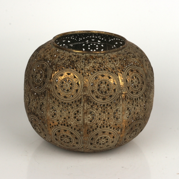 Kovový svietnik zlatá guľa 17cm