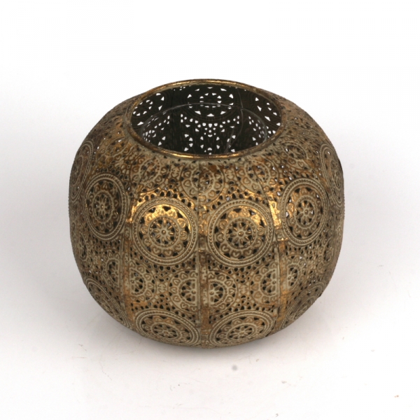 Kovový svietnik zlatá guľa 17cm