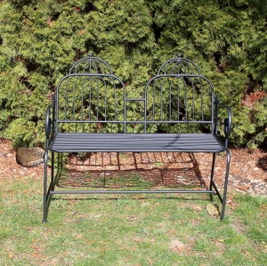 Kovový záhradný nábytok lavička čierna