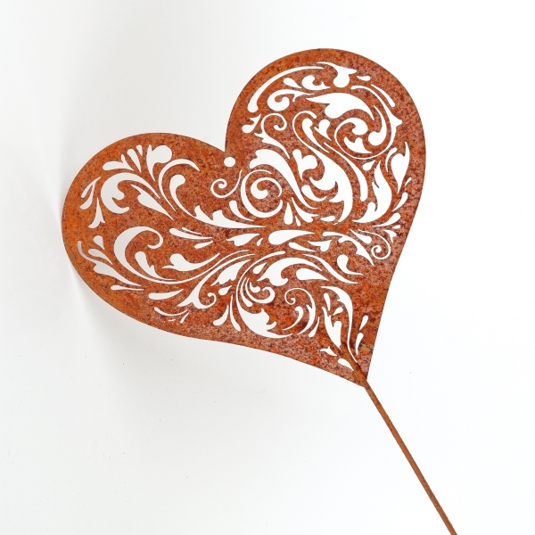 Kovový zápich do záhrady srdca 72 cm
