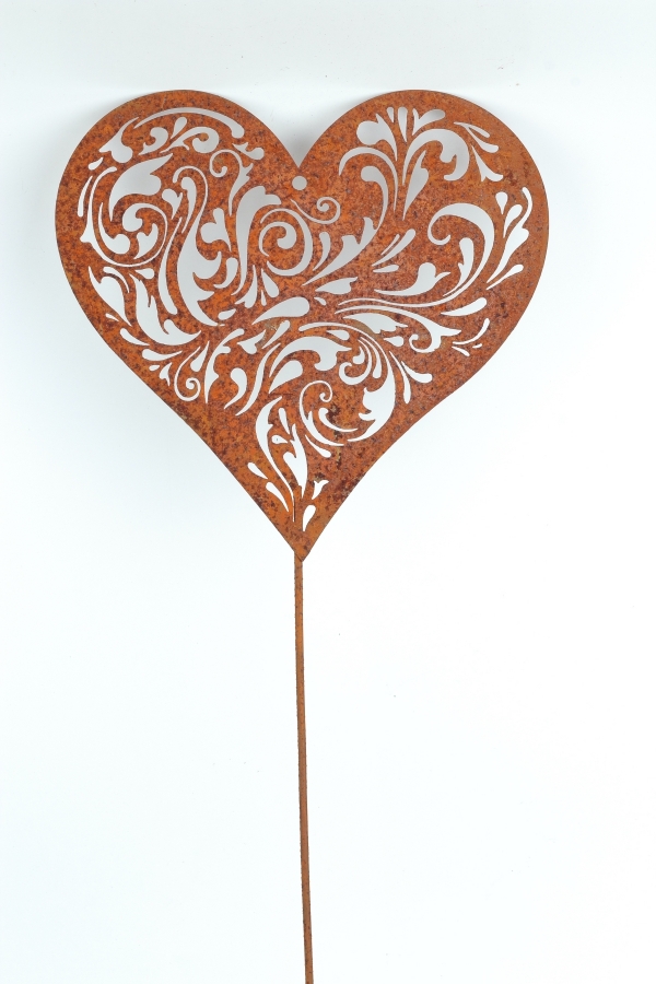 Kovový zápich do záhrady srdca 72 cm