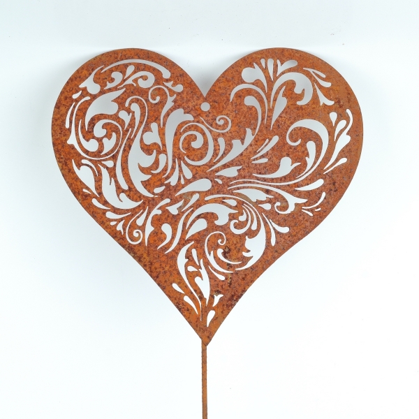 Kovový zápich do záhrady srdca 72 cm