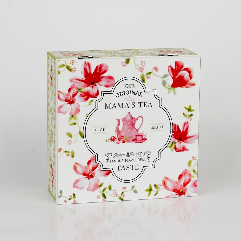 Krabička na čaj s kvetinami 18x18x7cm