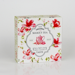 Krabička na čaj s květinami 18x18x7cm