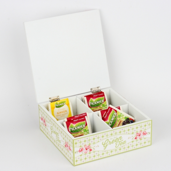 Krabička na čaj s kvetinami 18x18x7cm