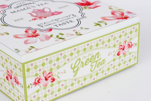 Krabička na čaj s kvetinami 18x18x7cm