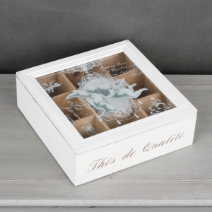 Krabička na čaj vintage andělé 24x24x8cm