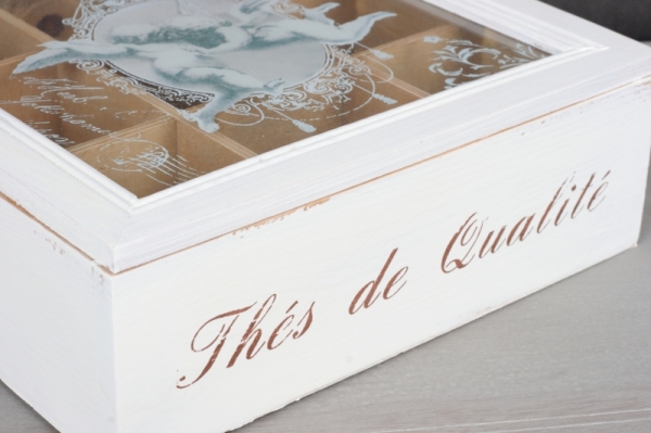 Krabička na čaj vintage anjeli 24x24x8cm