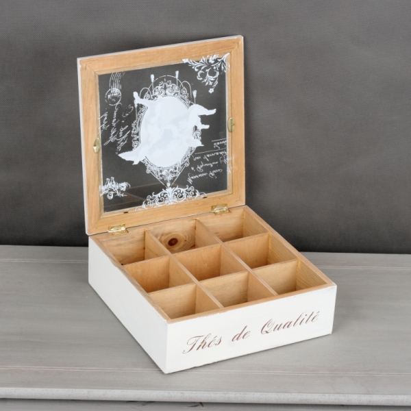 Krabička na čaj vintage anjeli 24x24x8cm