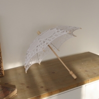 Čipkovaný slnečník biely 45cm