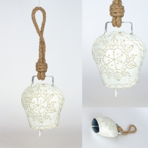 Kravský zvon pro štěstí bílý 23/10cm