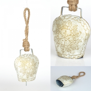 Kravský zvon pre šťastie biely 25 / 10cm