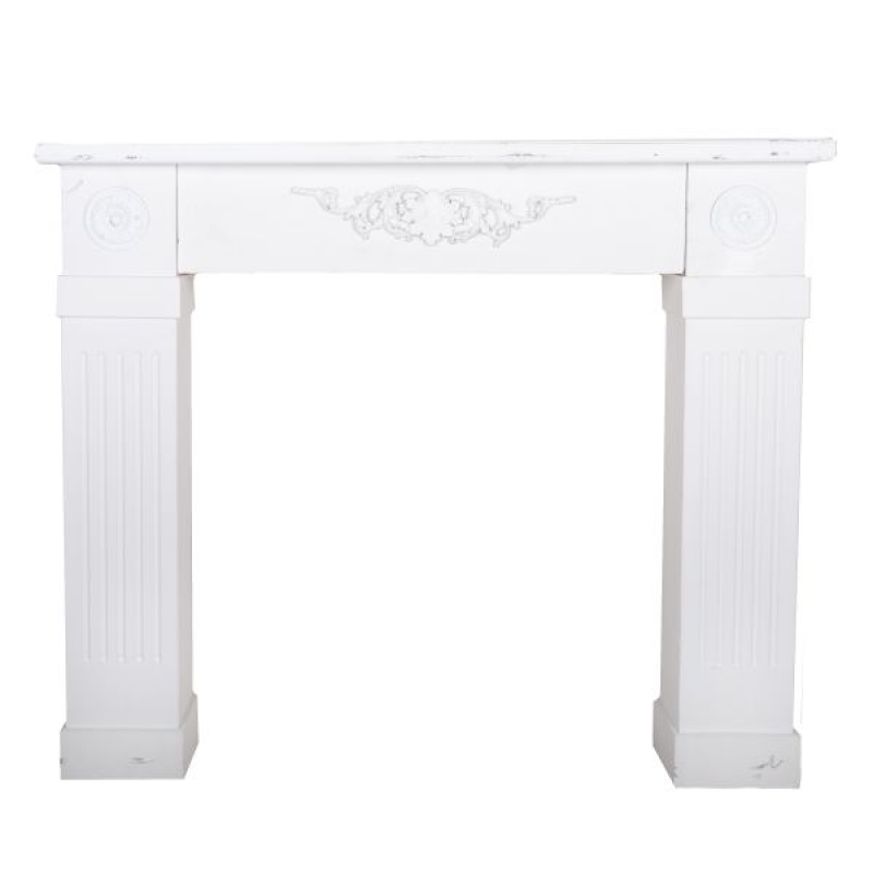 Krbová rímsa biela / falošný krb - zdobené nohy 115×96×15cm