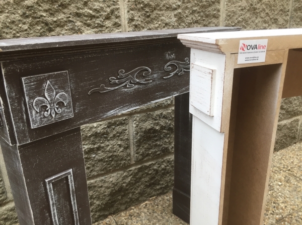 Krbová rímsa krémová s patinou 66x63x14cm