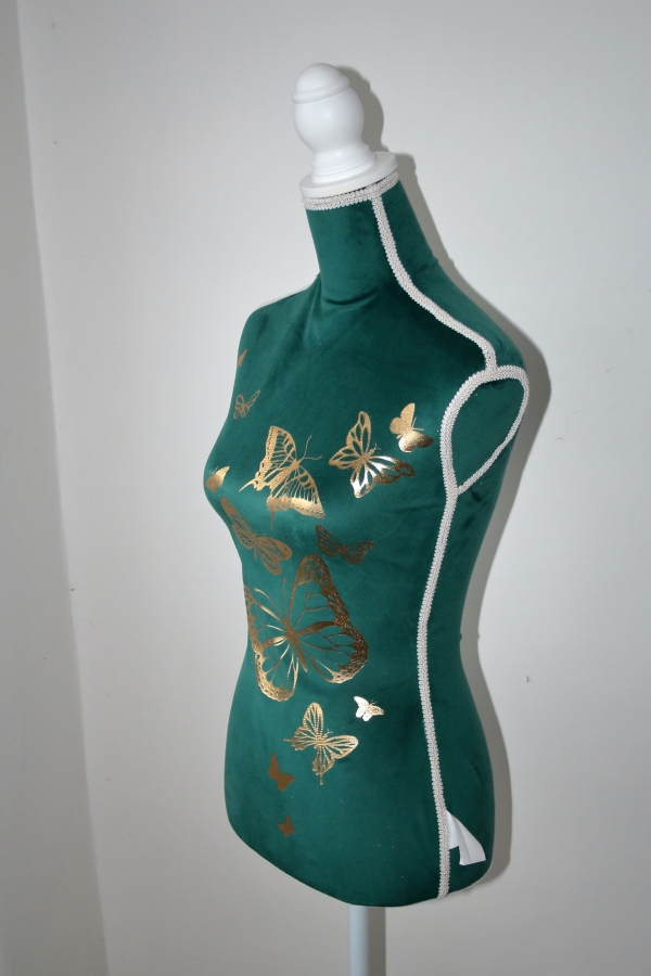 Krajčírska panna s motýlikmi 37 x 168 x 37 cm smaragdová