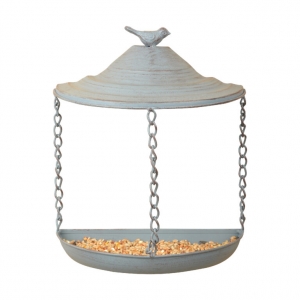 Kŕmidlo pre vtáčiky na stenu sivý kov