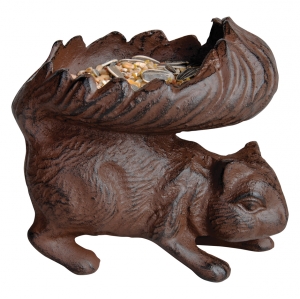 Kŕmidlo pre vtákov liatinová veverička 14x12cm