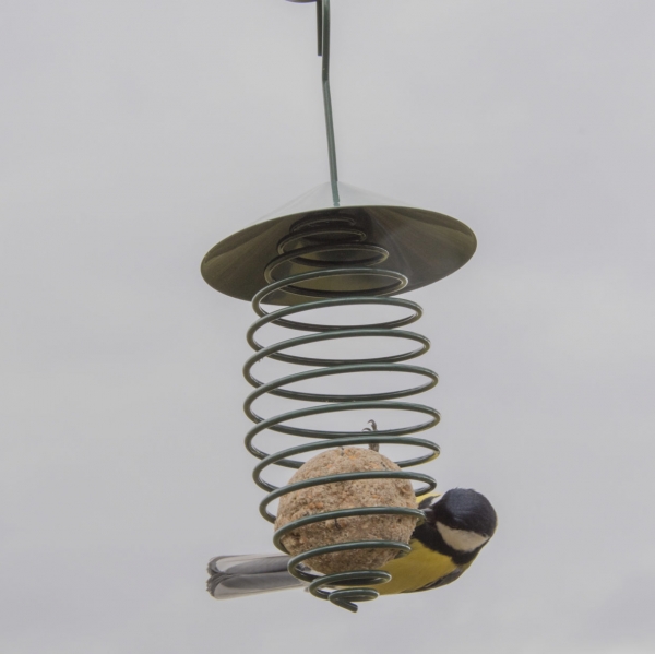 Kŕmidlo pre vtáky na lojové gule so strechou tmavo zelené