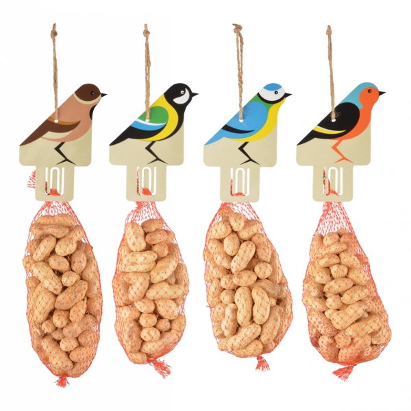 Krmítko pre vtáky na zavesenie lojovej gule 9 x 5,6 x 28 vrabec poľný s arašidmi