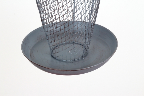 Kŕmidlo pre vtákov závesné sivý kov 22cm