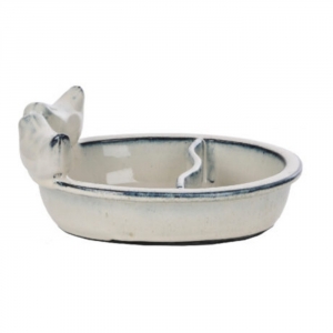 Kŕmidlo s pítkom pre vtáky keramické biele