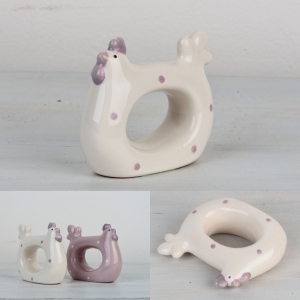 Krúžok na obrúsky sliepočka biela 8,5x7cm