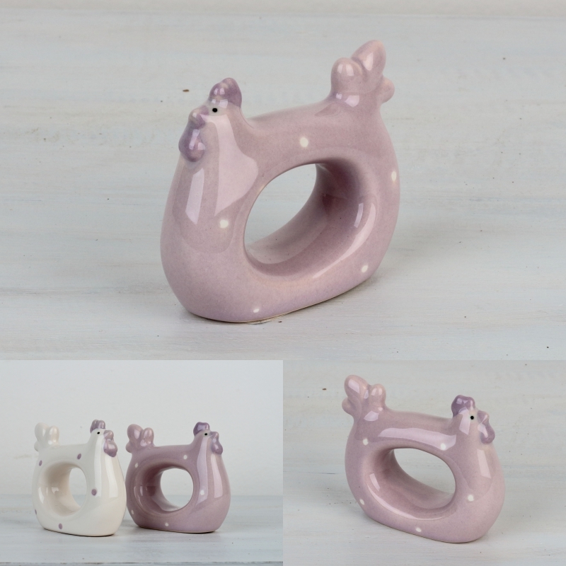 Krúžok na obrúsky sliepočka ružová 8,5x7cm