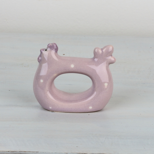 Krúžok na obrúsky sliepočka ružová 8,5x7cm