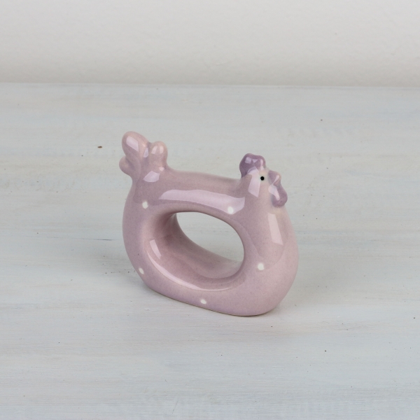 Krúžok na obrúsky sliepočka ružová 8,5x7cm