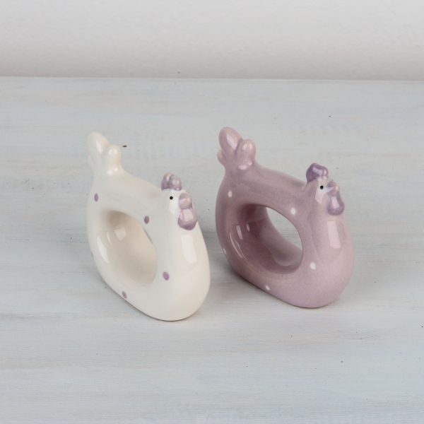 Krúžok na obrúsky sliepočka ružová 8,5x7cm