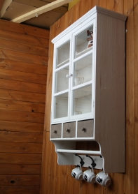 Kuchynská skrinka Provence- s tromi zásuvkami a háčiky 54x87x19cm - nepatrné poškodenie