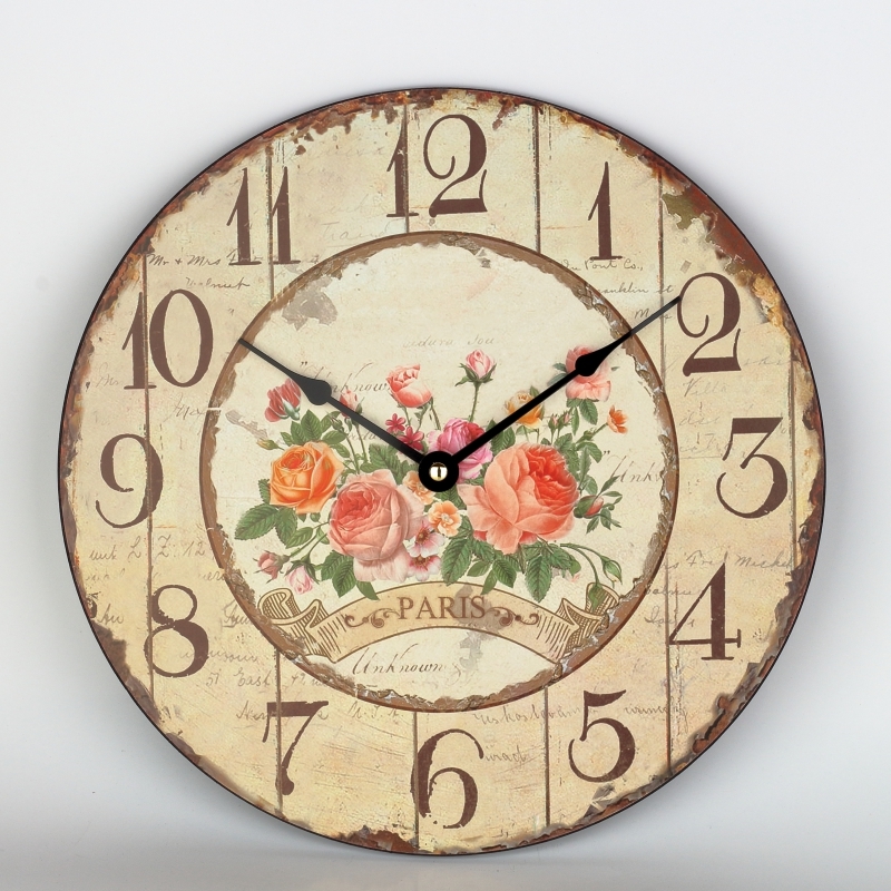 Kuchynské nástenné hodiny s ružami Paris 30cm
