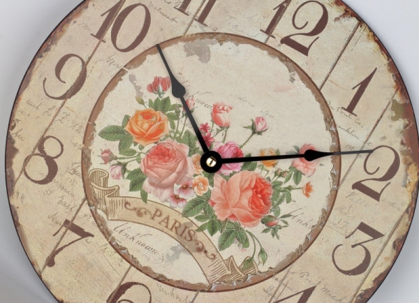 Kuchynské nástenné hodiny s ružami Paris 30cm