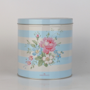 Okrúhla plechová škatuľa Green Gate Marie pale blue 15,5cm