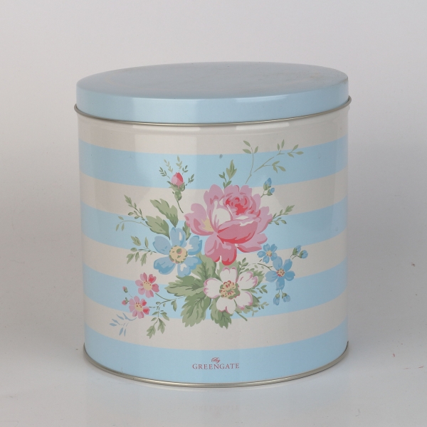 Okrúhla plechová škatuľa Green Gate Marie pale blue 15,5cm