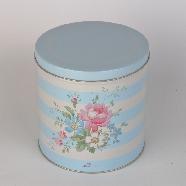 Okrúhla plechová škatuľa Green Gate Marie pale blue 15,5cm