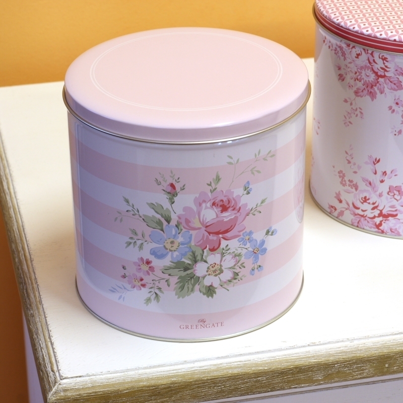 Okrúhla plechová škatuľa Marie pale pink 14cm