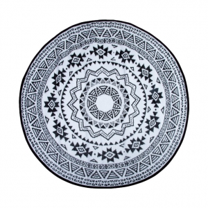 Okrúhly koberec na záhradu 180cm čierno-biely