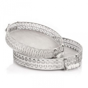 Okrúhly podnos kovový biely 28x28x6cm