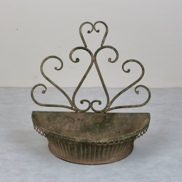 Kvetináč na stenu so zelenou patinou 35x29x20cm kov