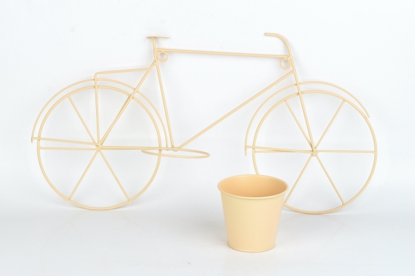 Kvetináč na stenu kovové bicykel béžovej