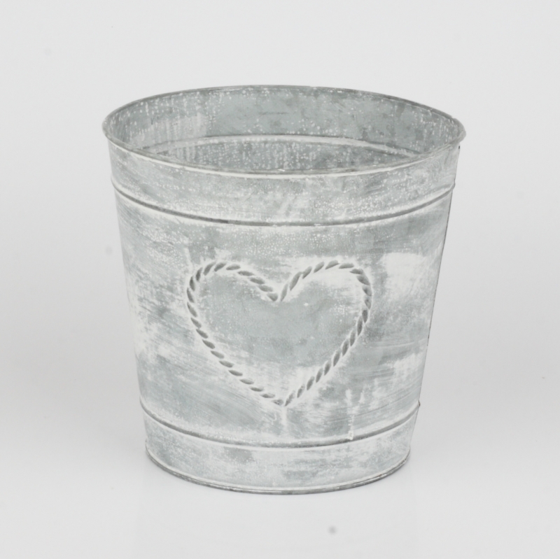 Kvetináč  plechový so srdcom 18cm