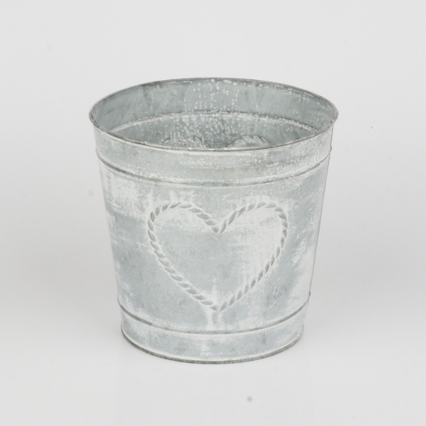 Kvetináč  plechový so srdcom 18cm
