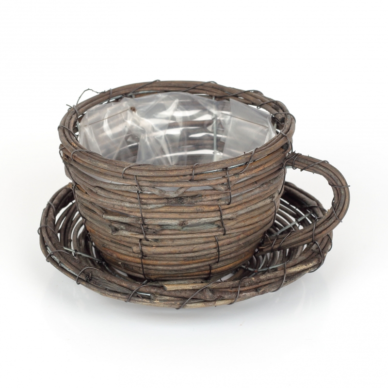 Kvetináč šálka prutie 14x9x18cm 