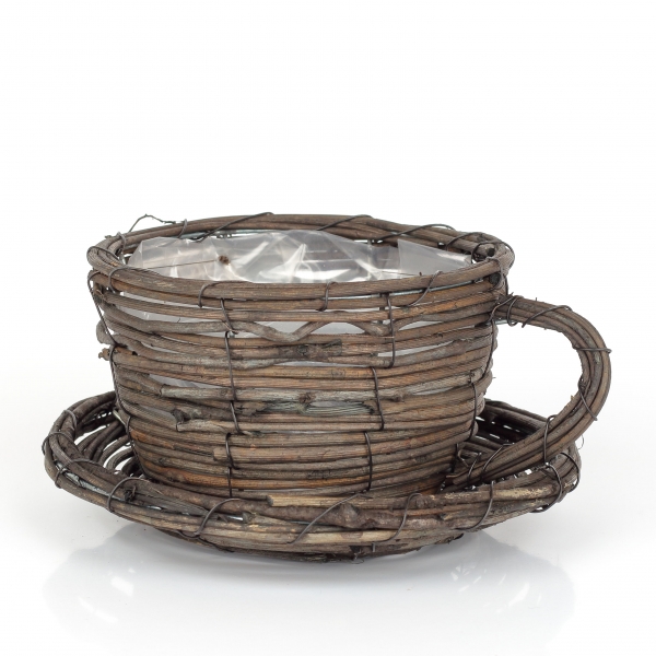 Kvetináč šálka prutie 14x9x18cm 