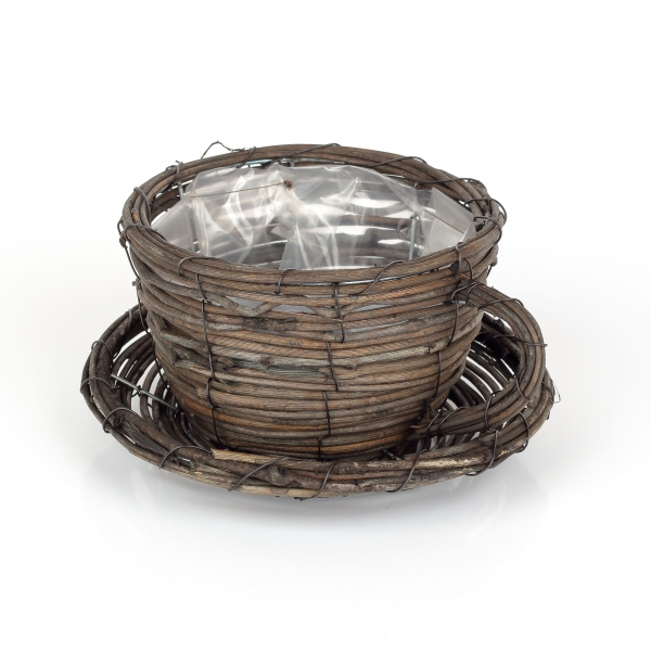 Kvetináč šálka prutie 14x9x18cm 